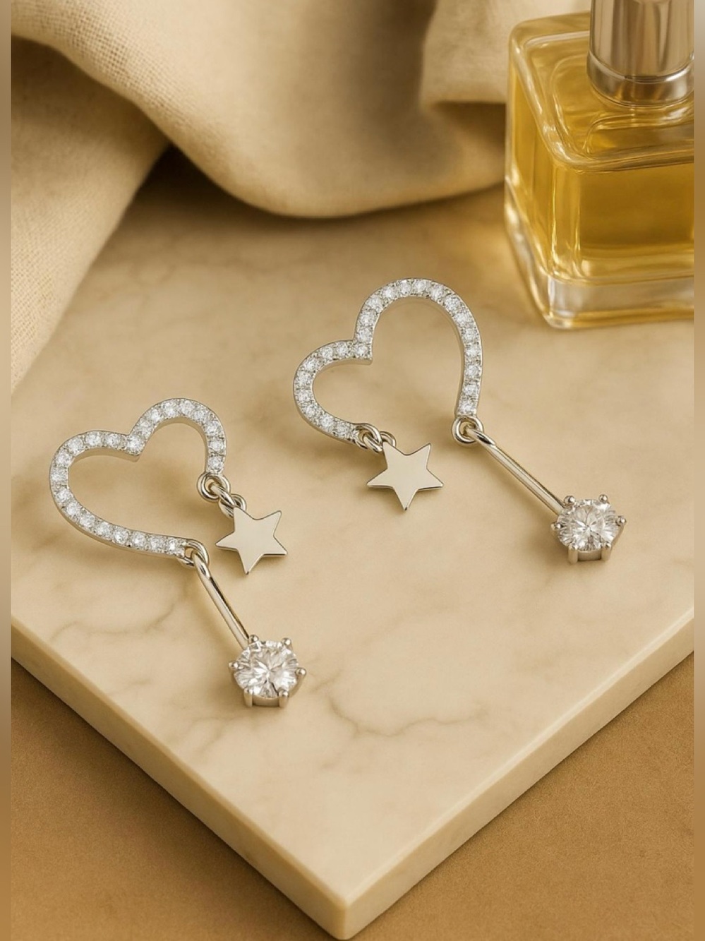 Heart Star Drop Earrings